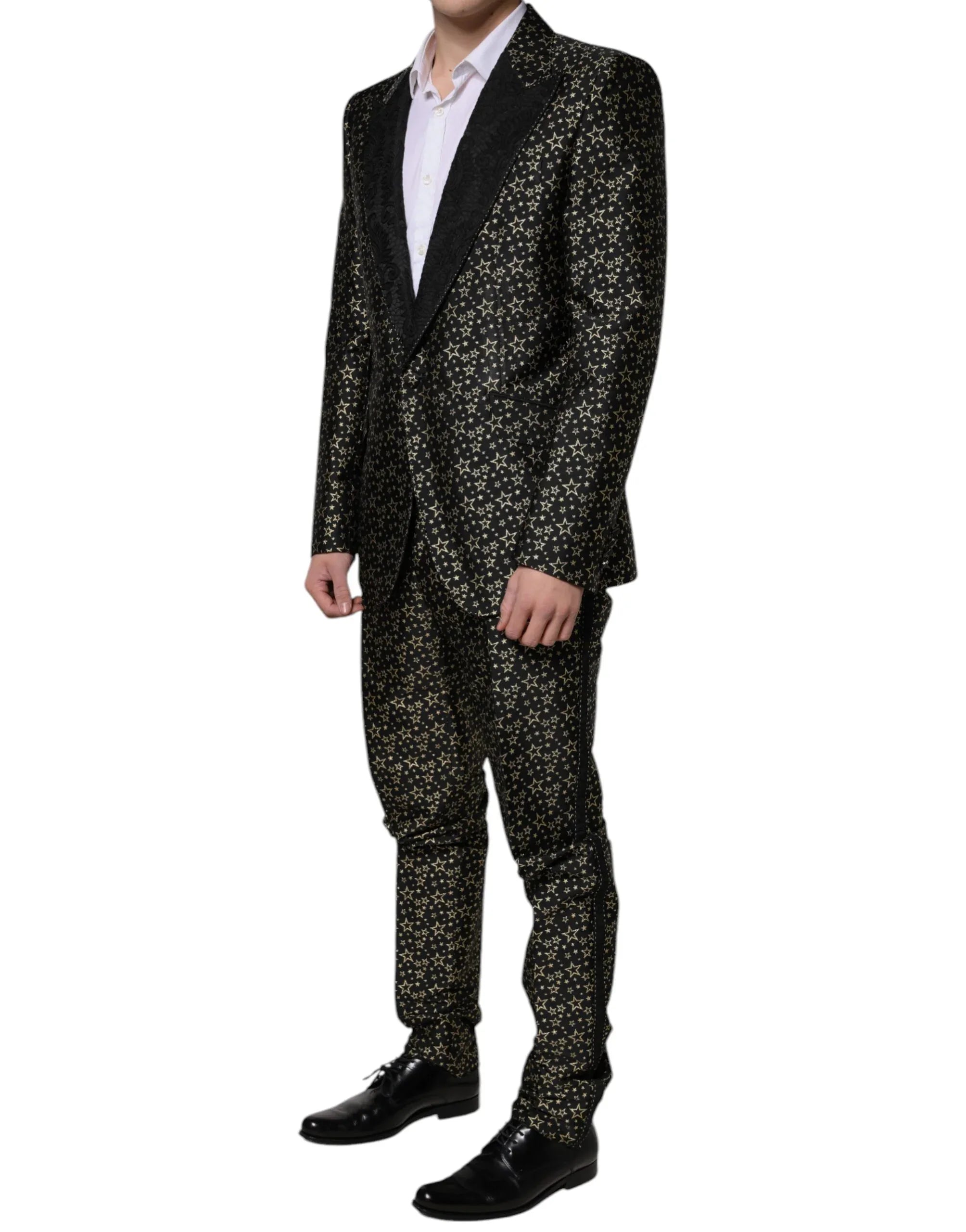 Dolce & Gabbana Black Stars Jacquard SICILIA 2 Piece Suit - Zeiniez