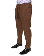 Dolce & Gabbana Brown Stripes Skinny Men Dress Pants - Zeiniez