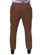 Dolce & Gabbana Brown Stripes Skinny Men Dress Pants - Zeiniez
