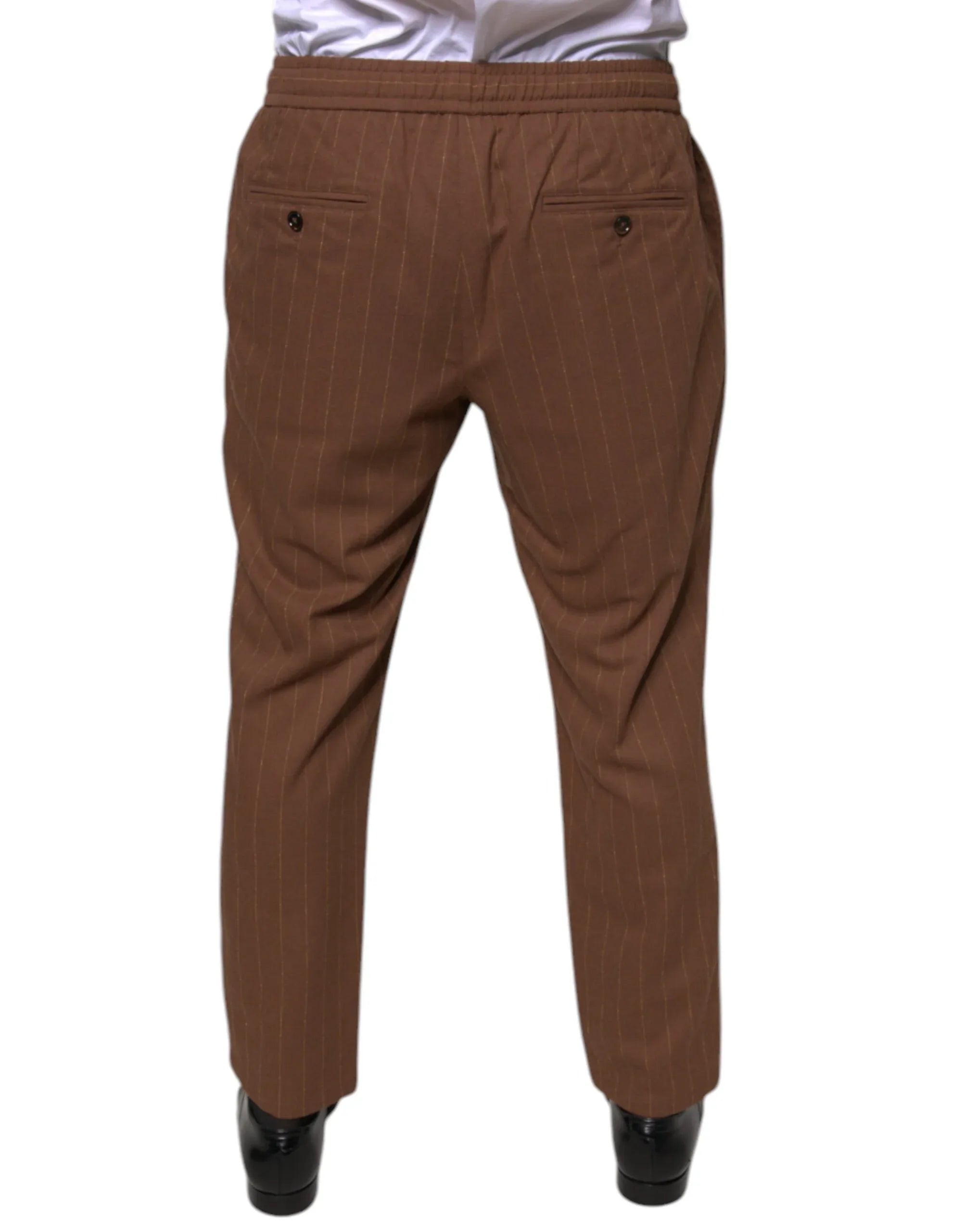 Dolce & Gabbana Brown Stripes Skinny Men Dress Pants - Zeiniez