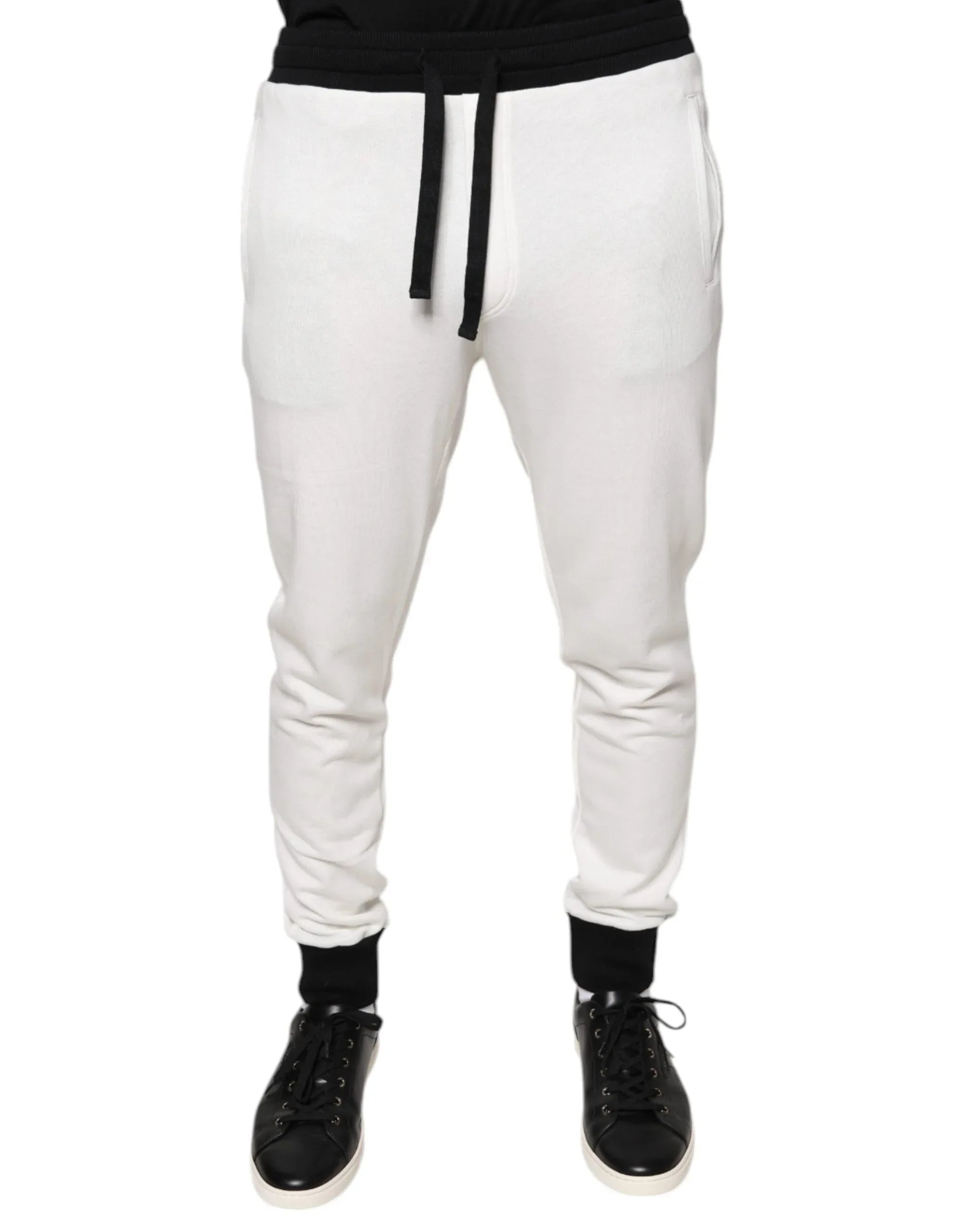 Dolce & Gabbana White Cotton Slim Men Jogger Sweatpants Pants - Zeiniez