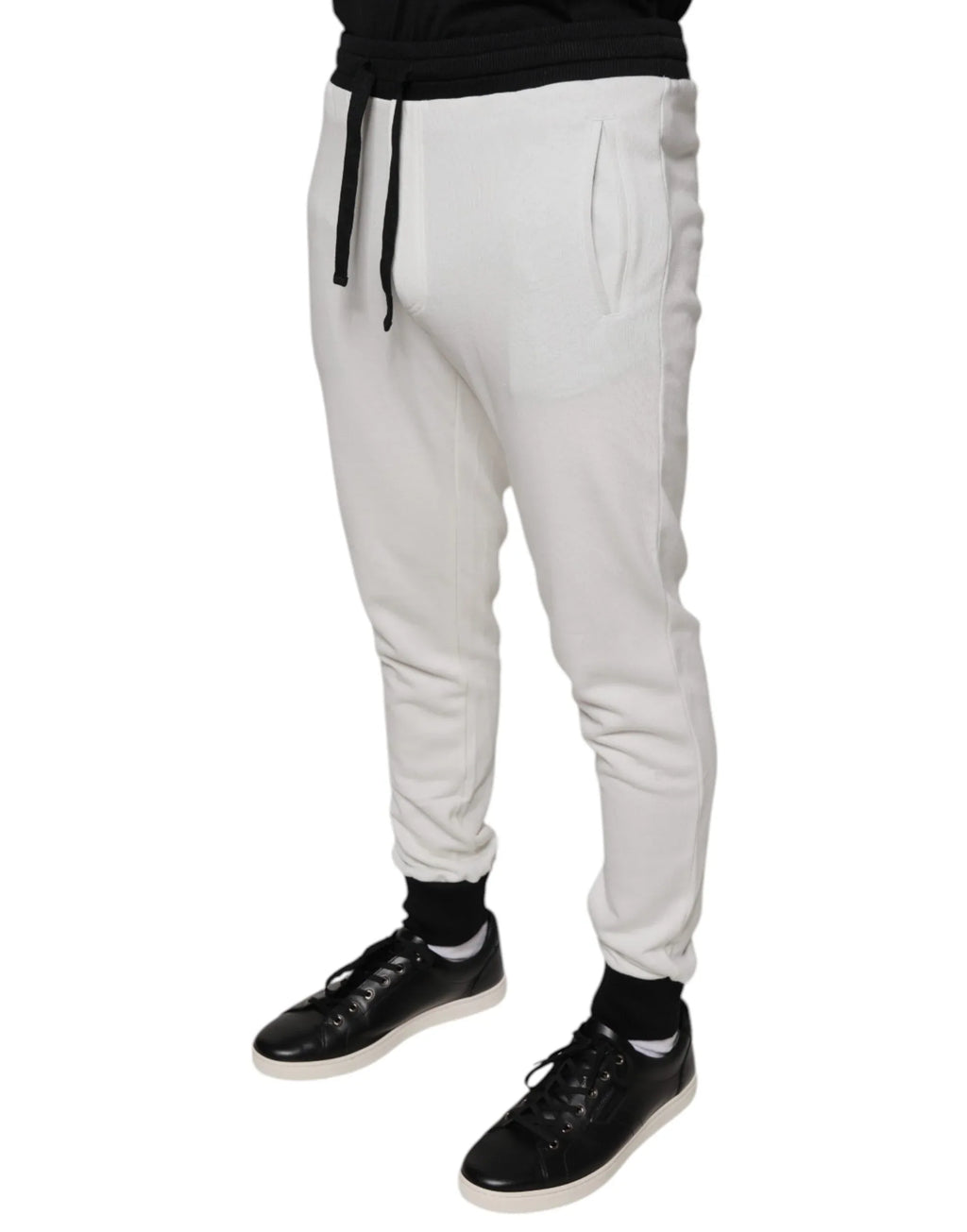 Dolce & Gabbana White Cotton Slim Men Jogger Sweatpants Pants - Zeiniez