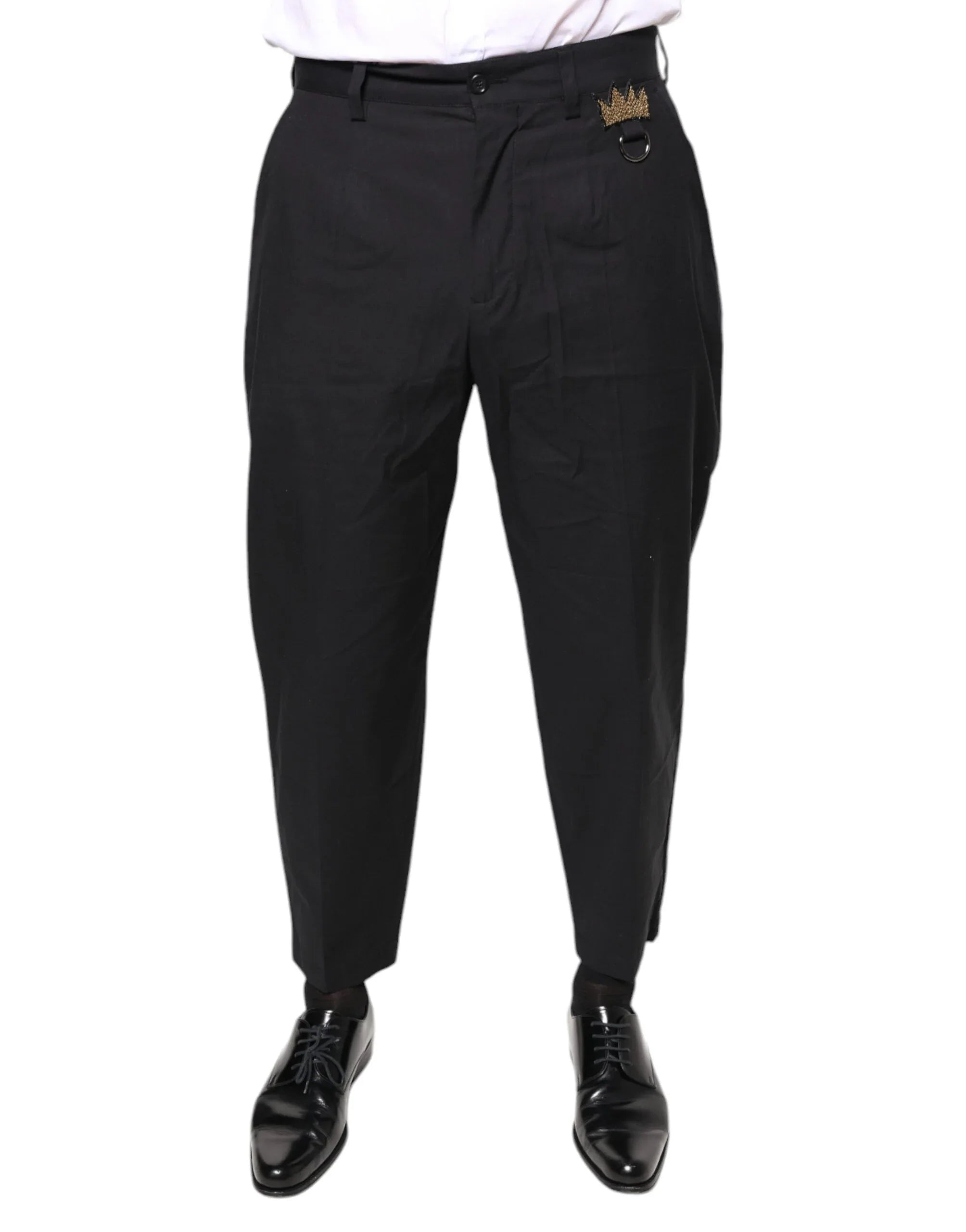 Dolce & Gabbana Black Crown Cotton Dress Pants - Zeiniez