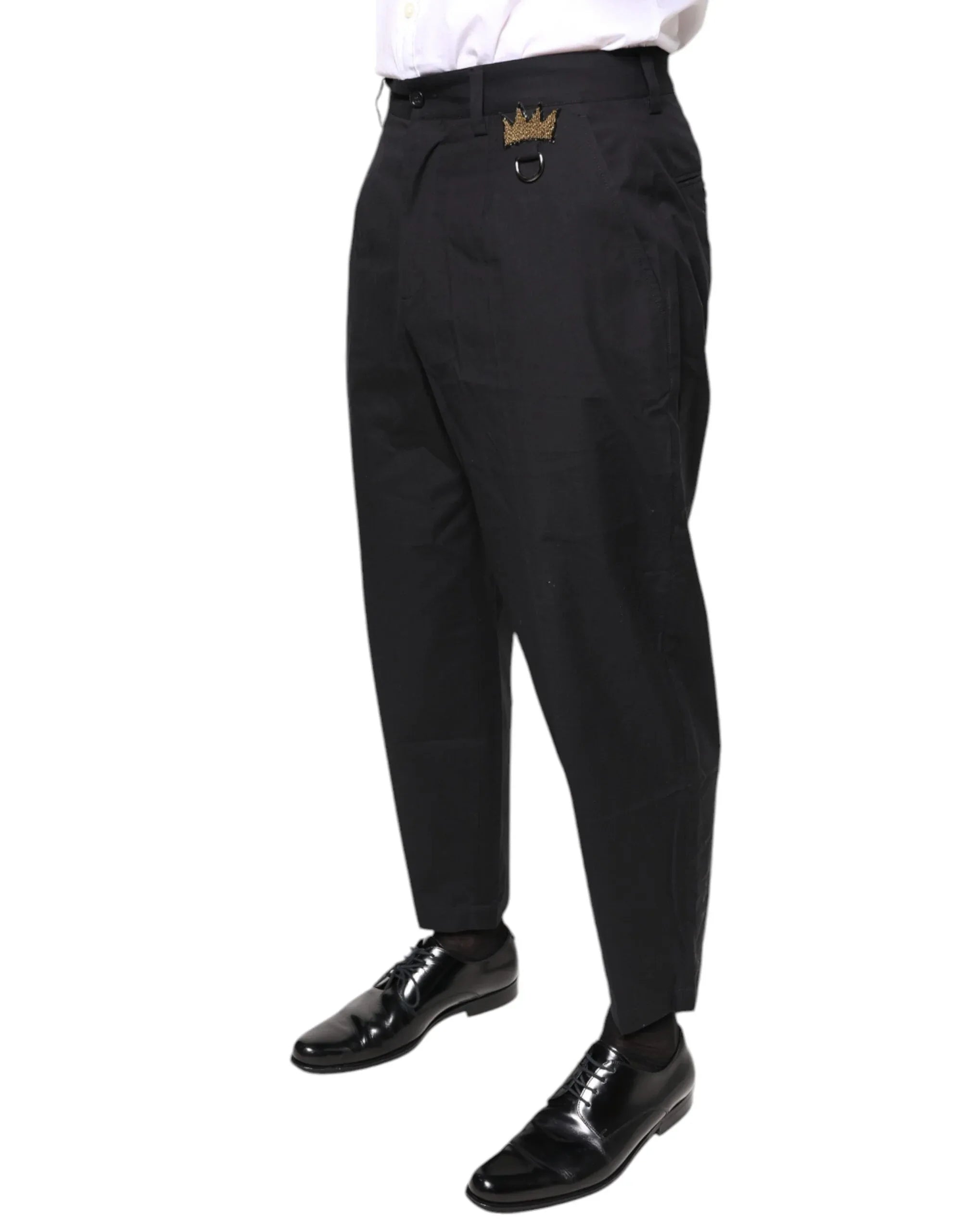 Dolce & Gabbana Black Crown Cotton Dress Pants - Zeiniez