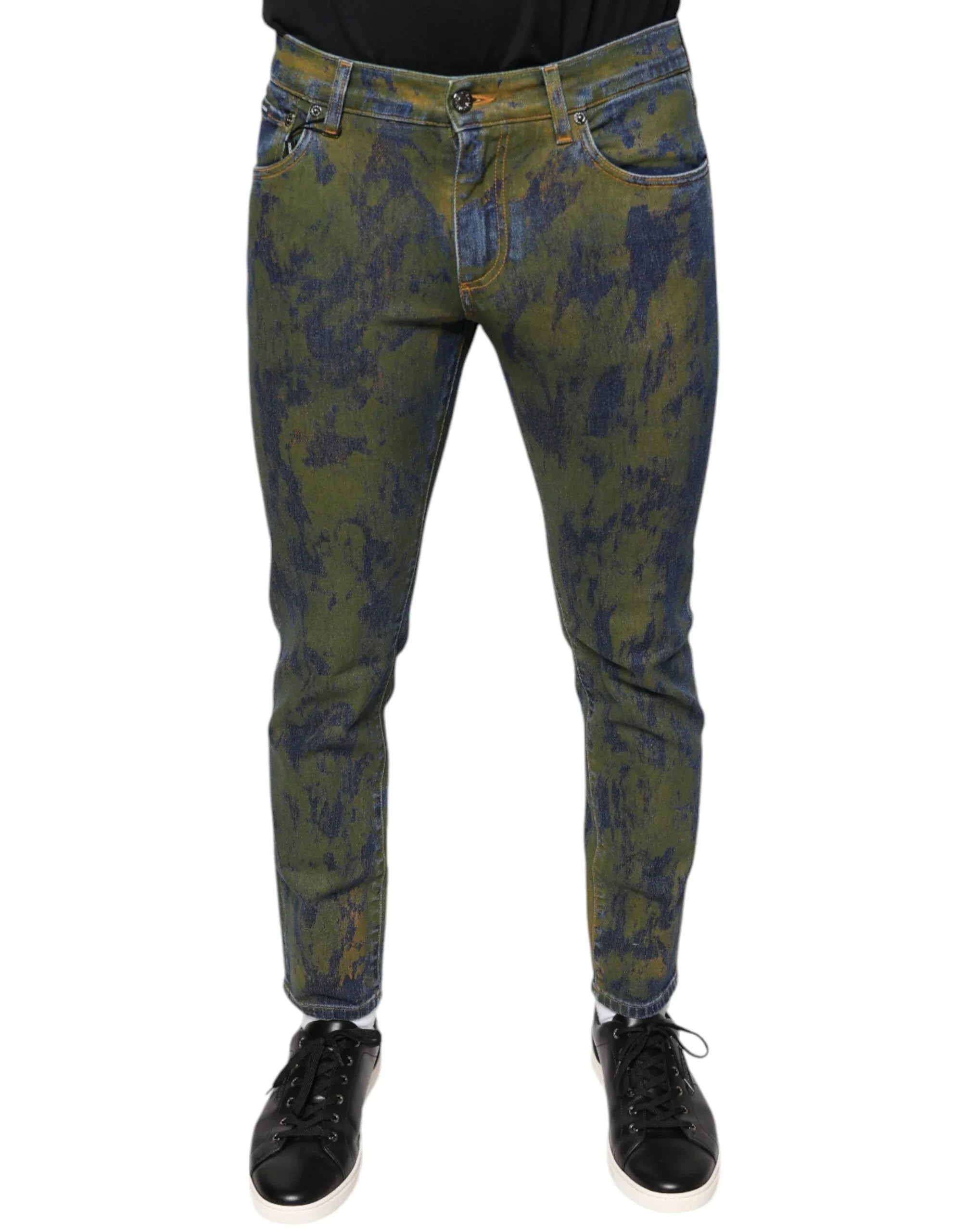 Dolce & Gabbana Blue Cotton Dye Slim Fit Men Denim Jeans - Zeiniez