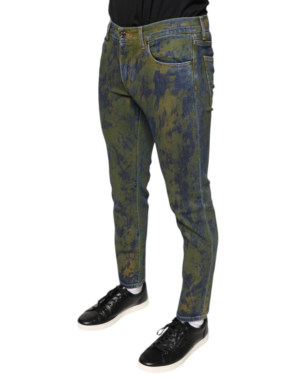 Dolce & Gabbana Blue Cotton Dye Slim Fit Men Denim Jeans - Zeiniez