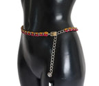 Dolce & Gabbana Red Yellow Leather Crystal Belt - Zeiniez