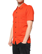 Dolce & Gabbana Orange Cotton Button Down Casual Polo Shirt - Zeiniez