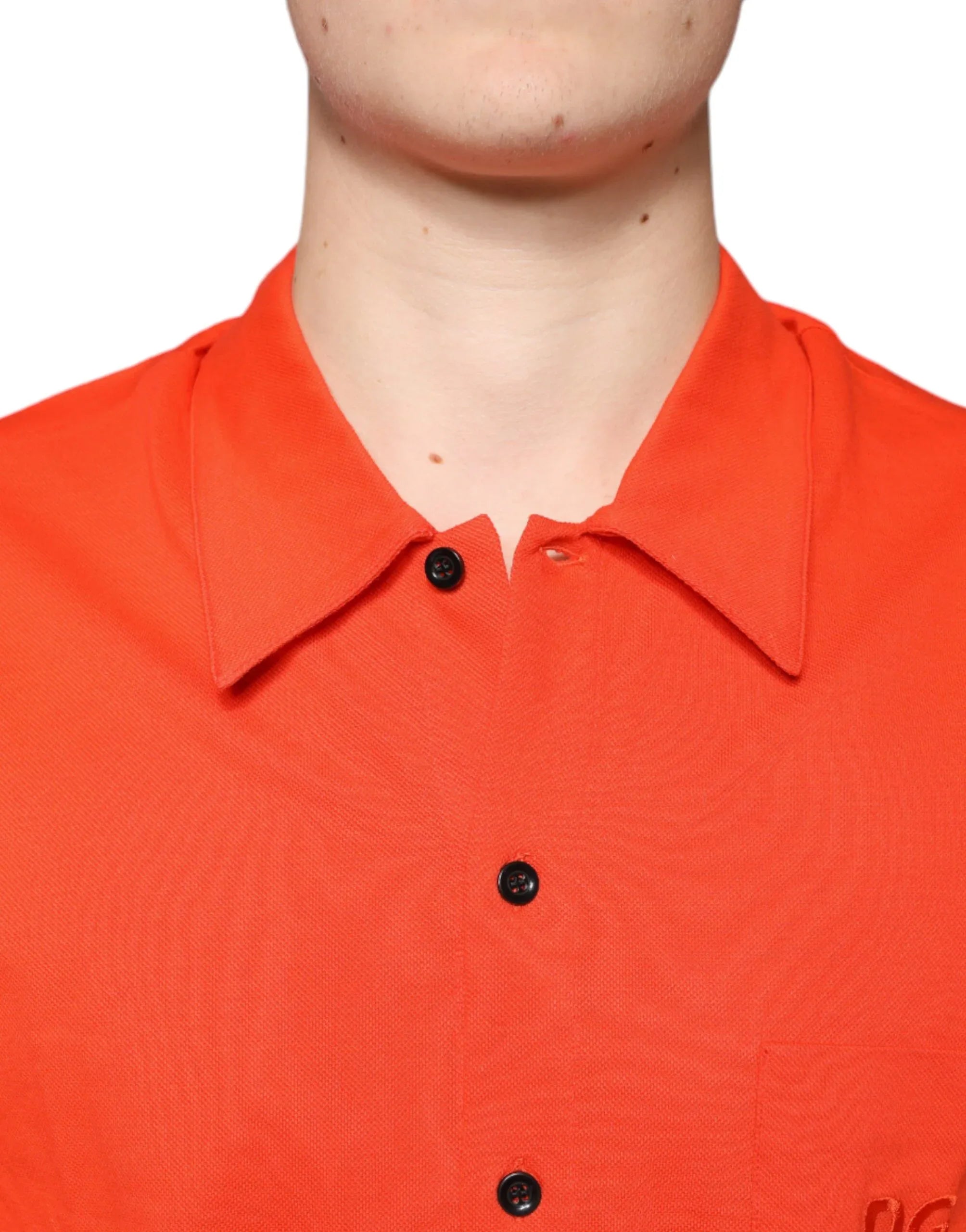 Dolce & Gabbana Orange Cotton Button Down Casual Polo Shirt - Zeiniez