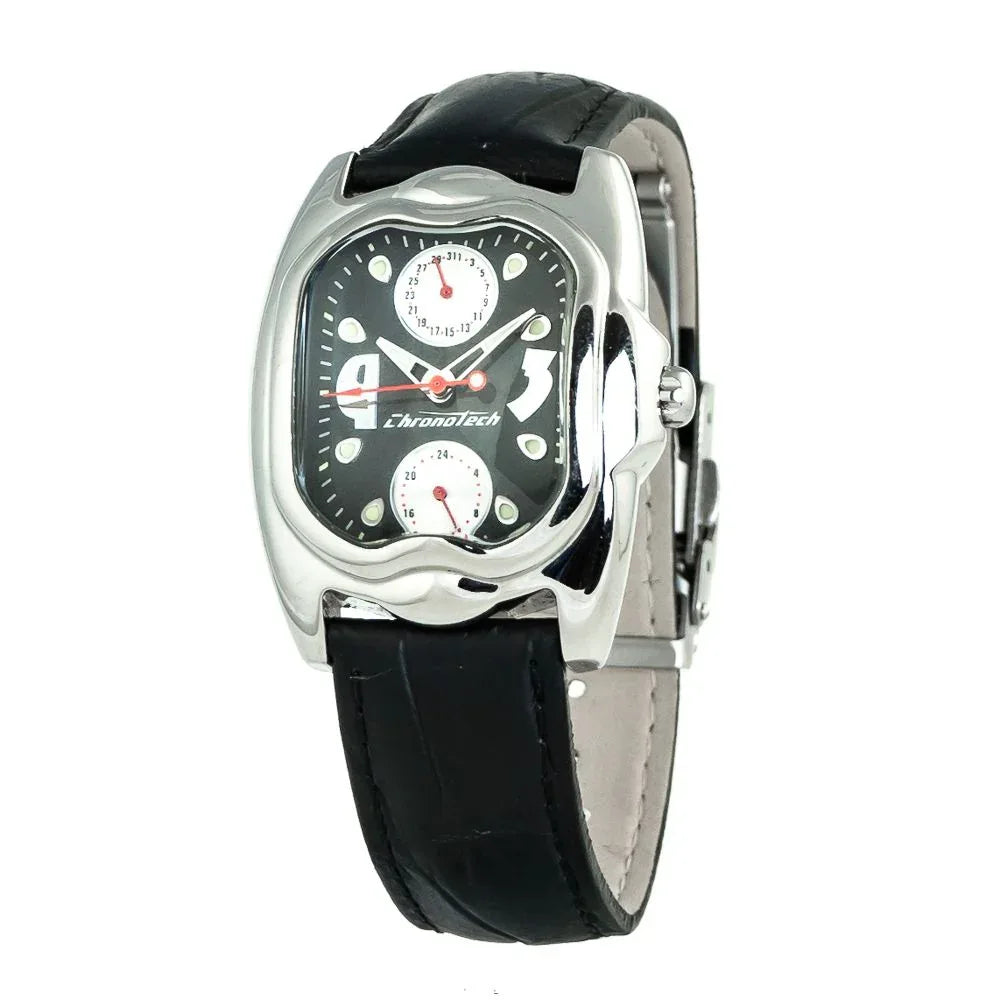 Chronotech Black Leather Dress Watch - Zeiniez
