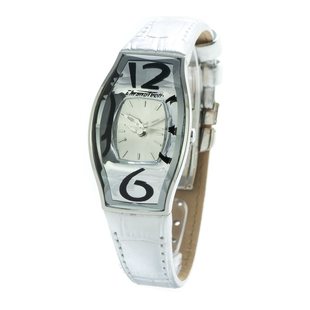 Chronotech Silver Leather Dress Watch