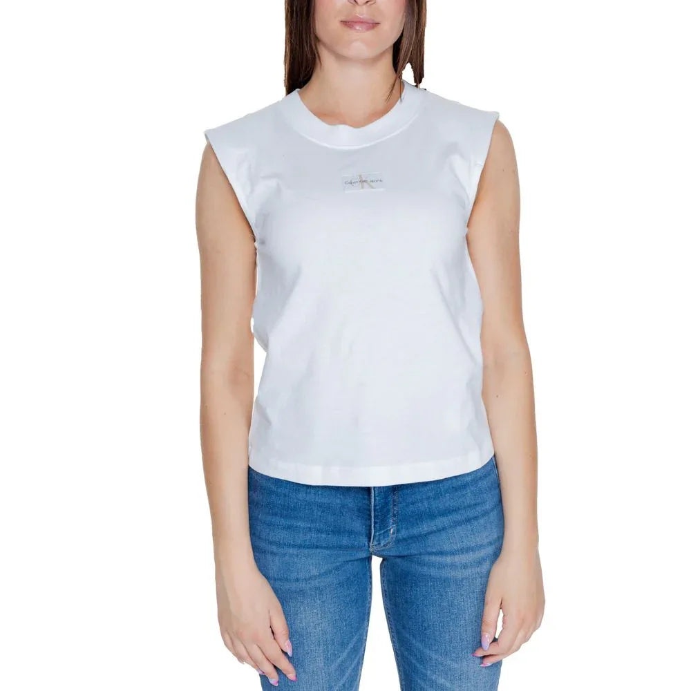 Calvin Klein Jeans White Cotton T-Shirt - Zeiniez