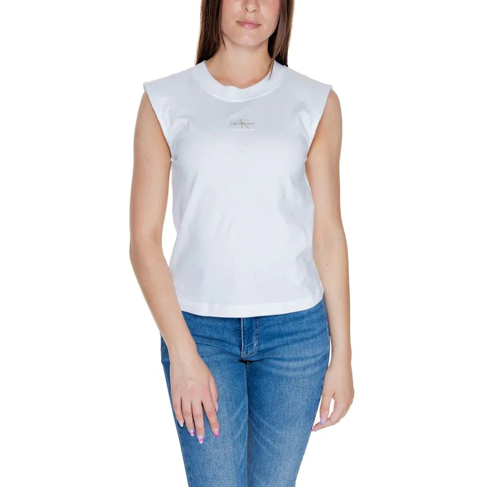 Calvin Klein Jeans White Cotton T-Shirt - Zeiniez