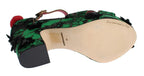 Dolce & Gabbana Green Brocade Snakeskin Roses Crystal Shoes - Zeiniez