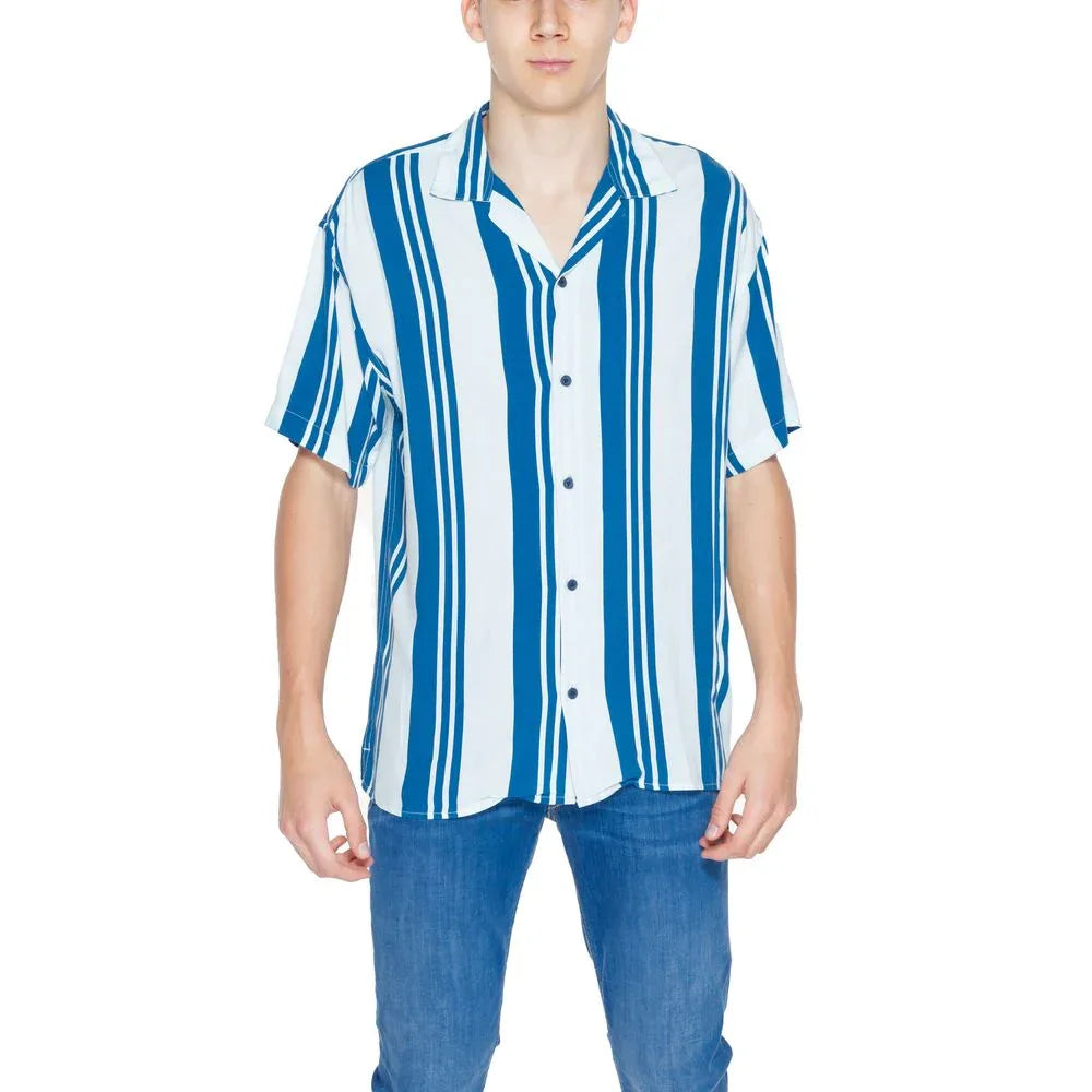 Jack Jones Blue Viscose Shortsleeve Shirt - Zeiniez