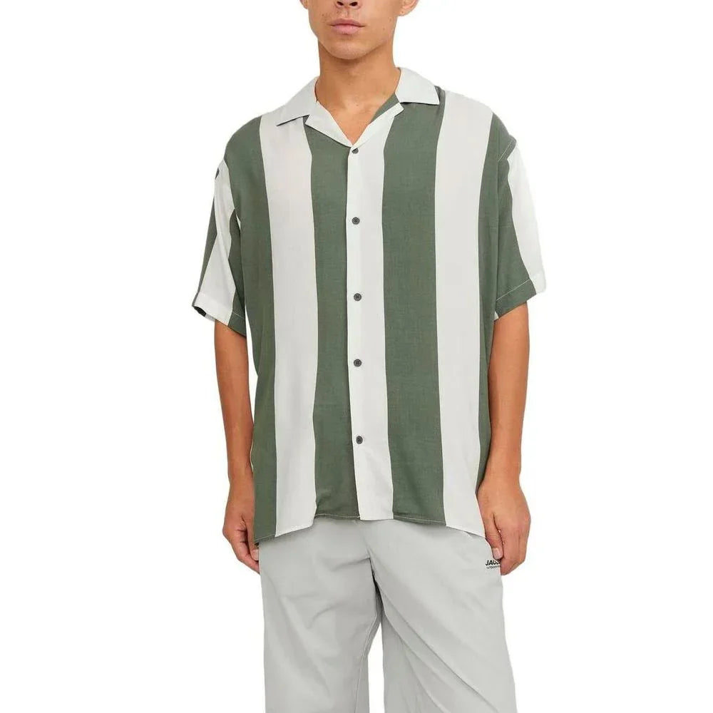 Jack Jones Green Viscose Shortsleeve Shirt - Zeiniez