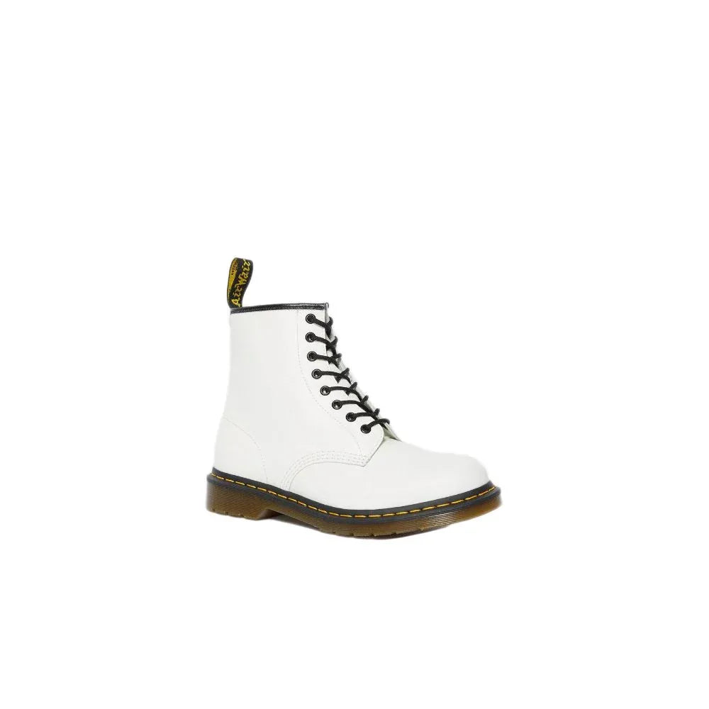 Dr. Martens White Leather Lace-Up Boots - Zeiniez
