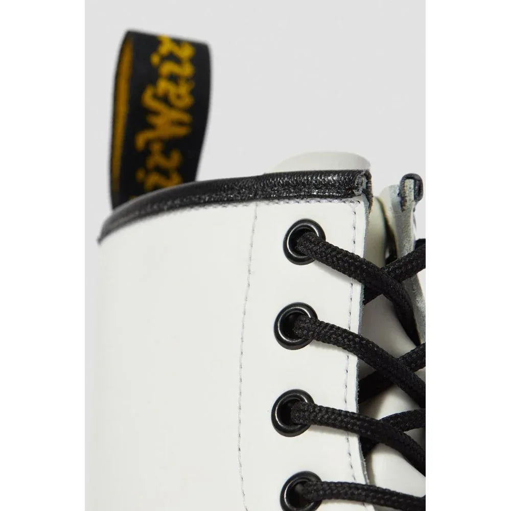 Dr. Martens White Leather Lace-Up Boots - Zeiniez