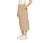 Street One Beige Cotton Midi Skirt - Zeiniez