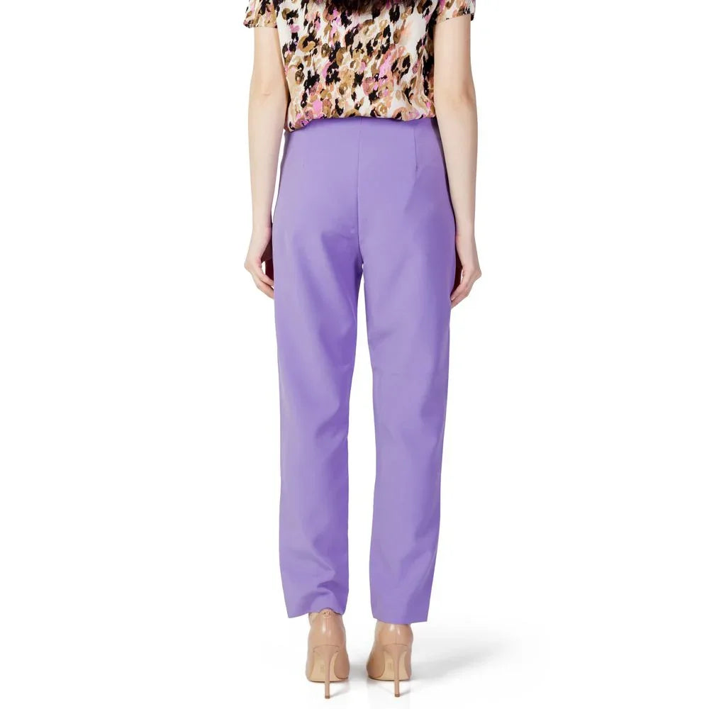 Only Purple Polyester Pants - Zeiniez