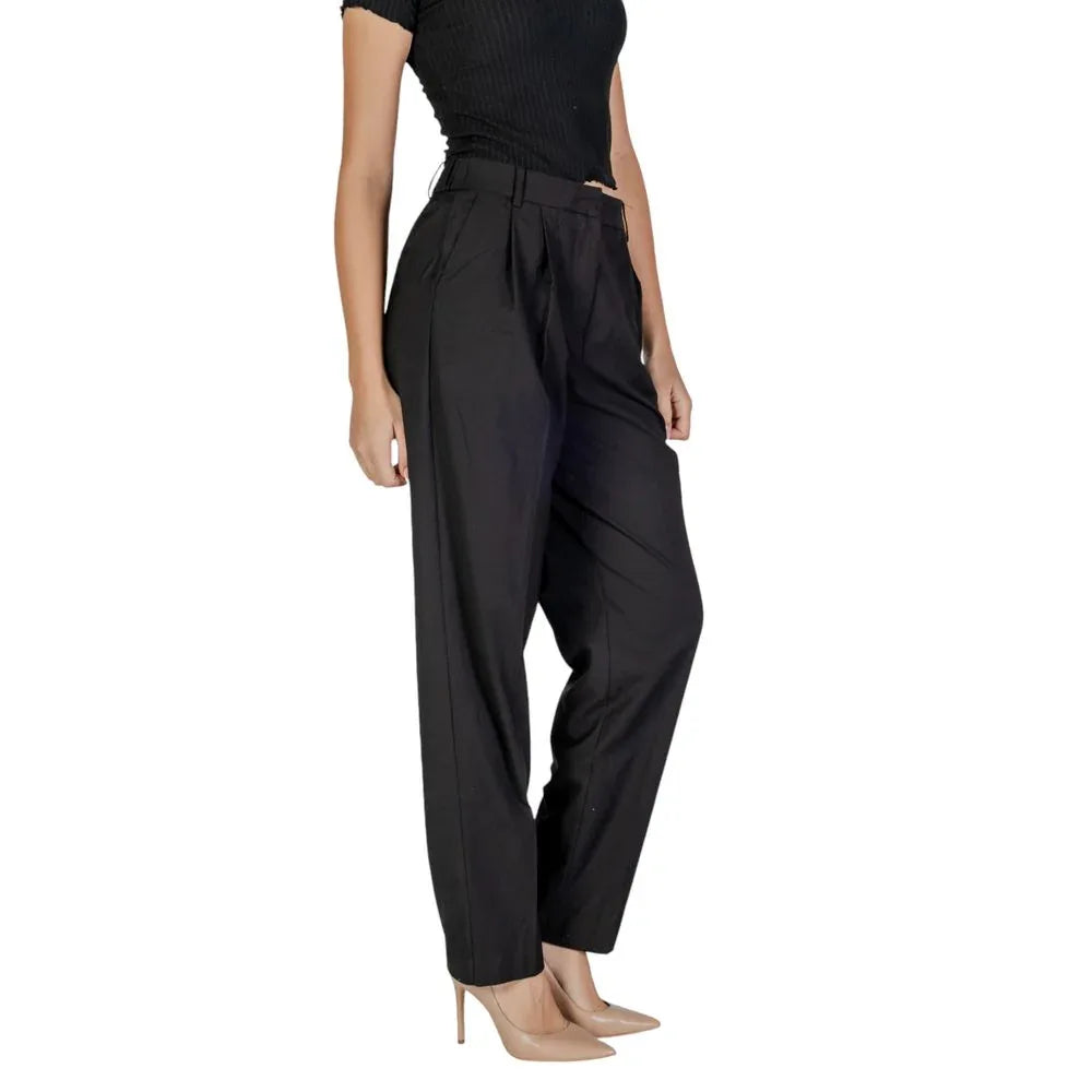 Vila Clothes Black Polyester Dress Pants - Zeiniez