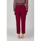 Vila Clothes Bordeaux Polyester Casual Pants - Zeiniez