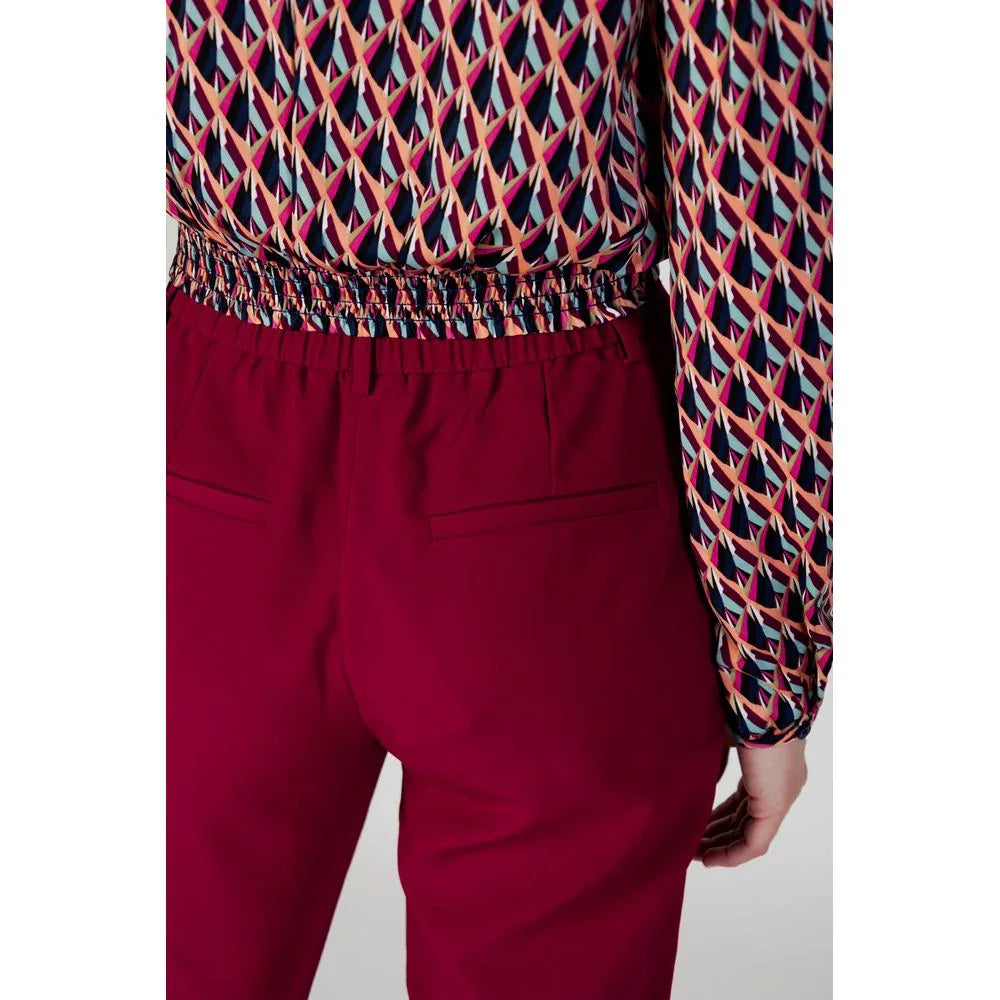 Vila Clothes Bordeaux Polyester Casual Pants - Zeiniez