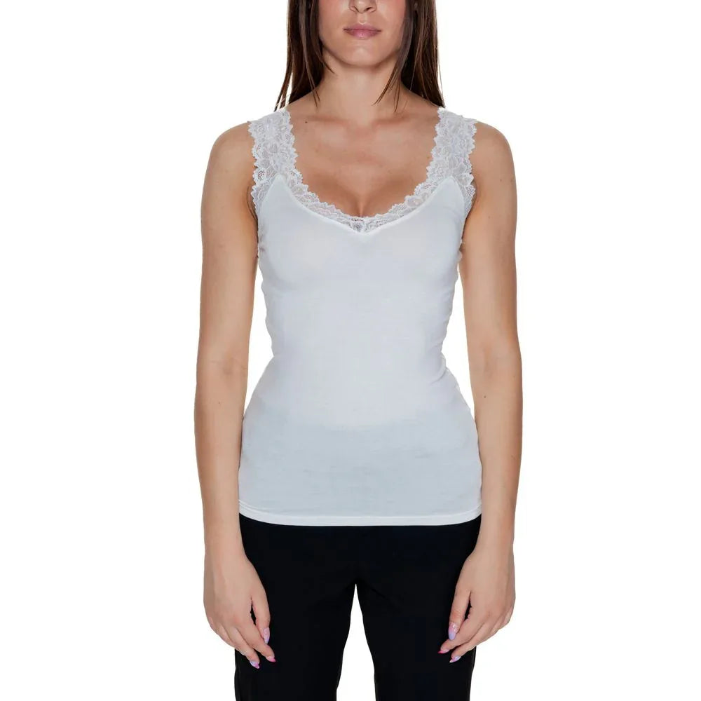 Vero Moda White Viscose Tank Tops - Zeiniez