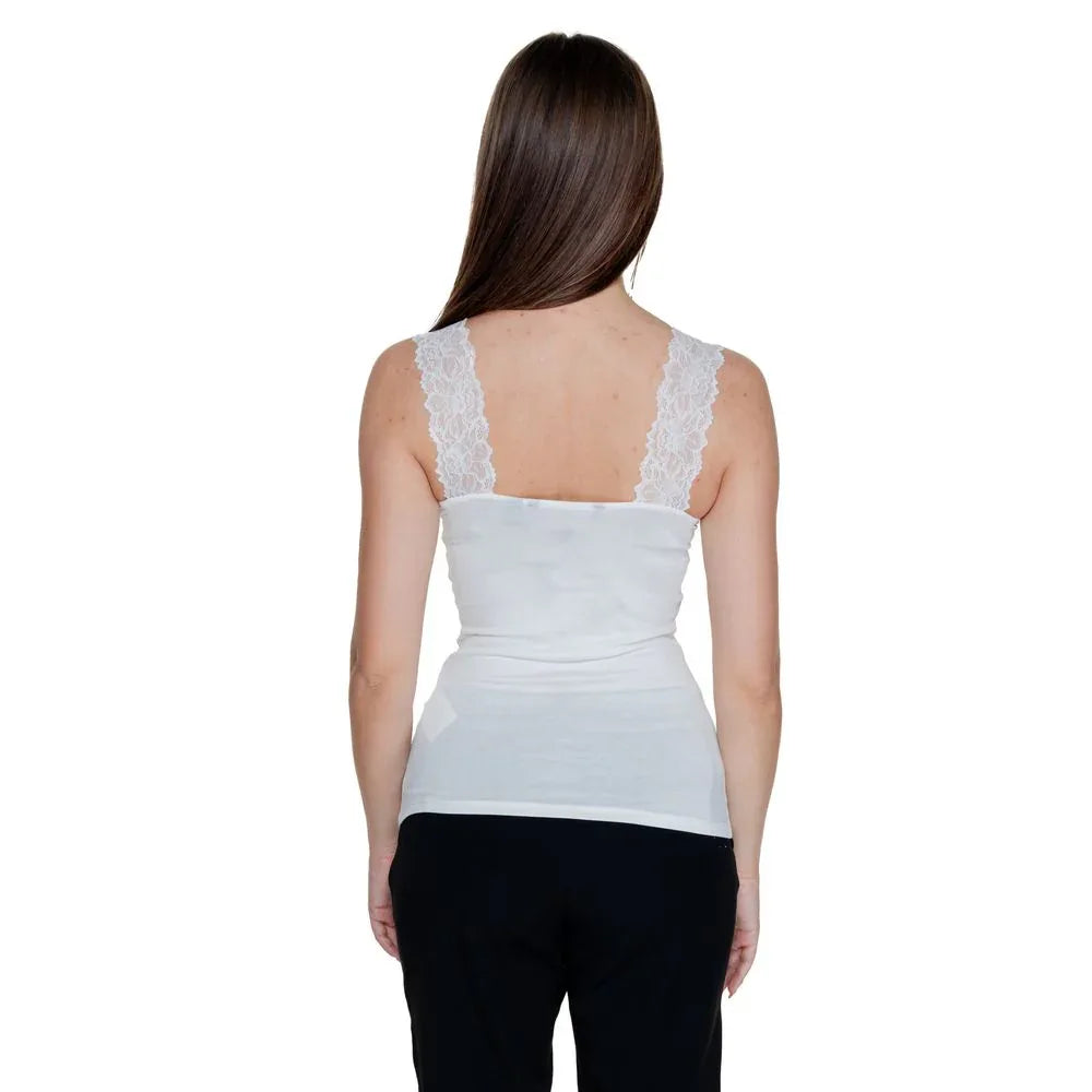 Vero Moda White Viscose Tank Tops - Zeiniez