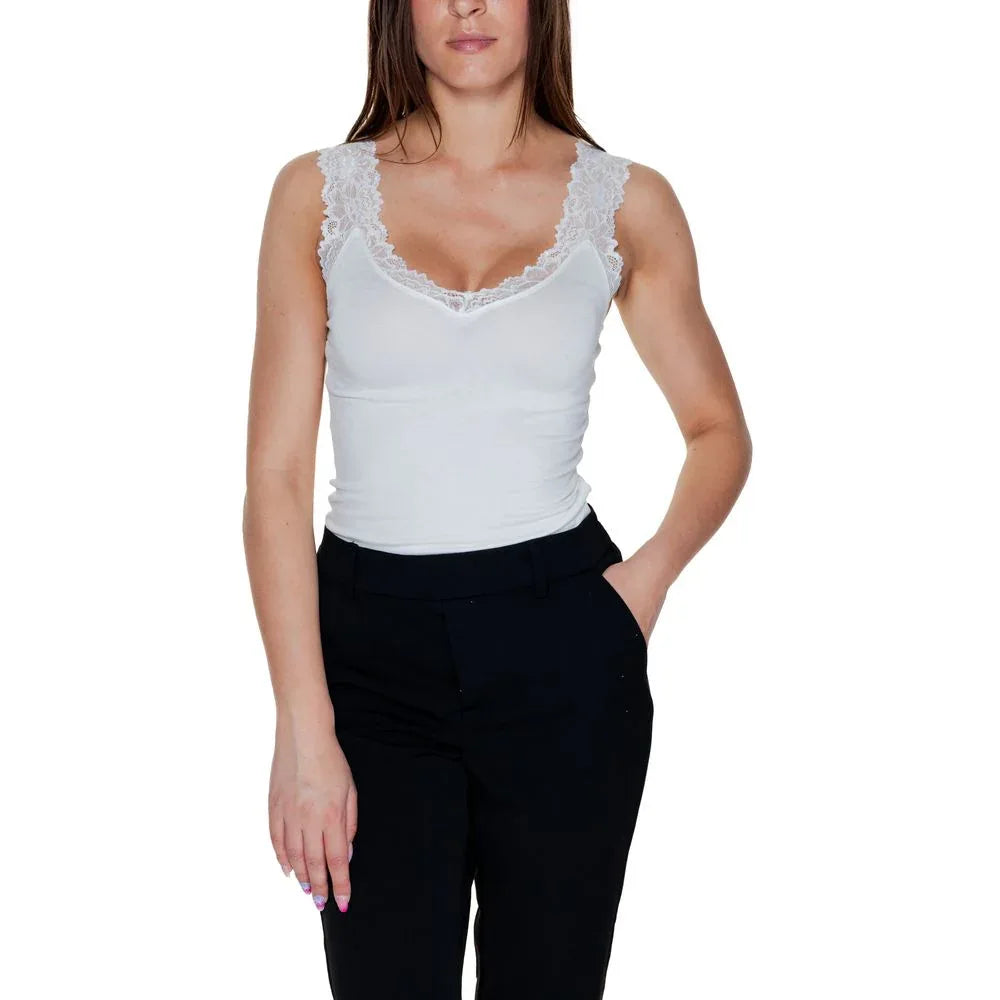 Vero Moda White Viscose Tank Tops - Zeiniez
