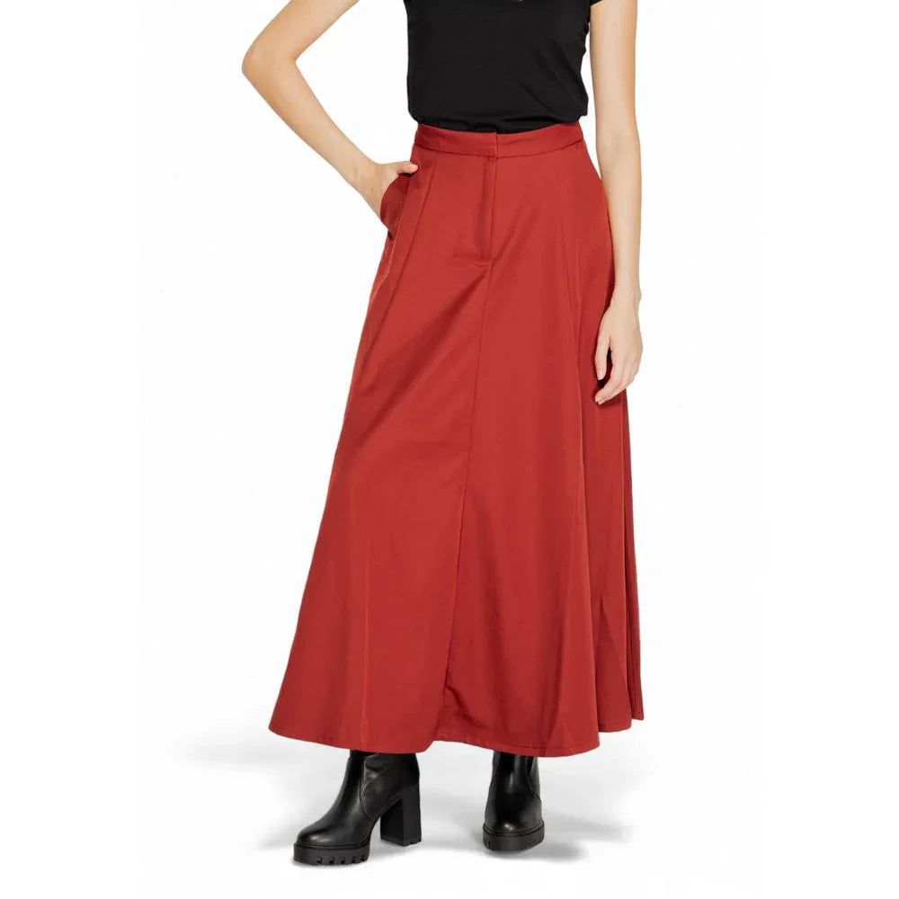 Vero Moda Red Polyester Long Skirt - Zeiniez