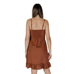 B.Young Brown Linen Midi Dress - Zeiniez