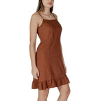 B.Young Brown Linen Midi Dress - Zeiniez
