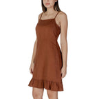 B.Young Brown Linen Midi Dress - Zeiniez