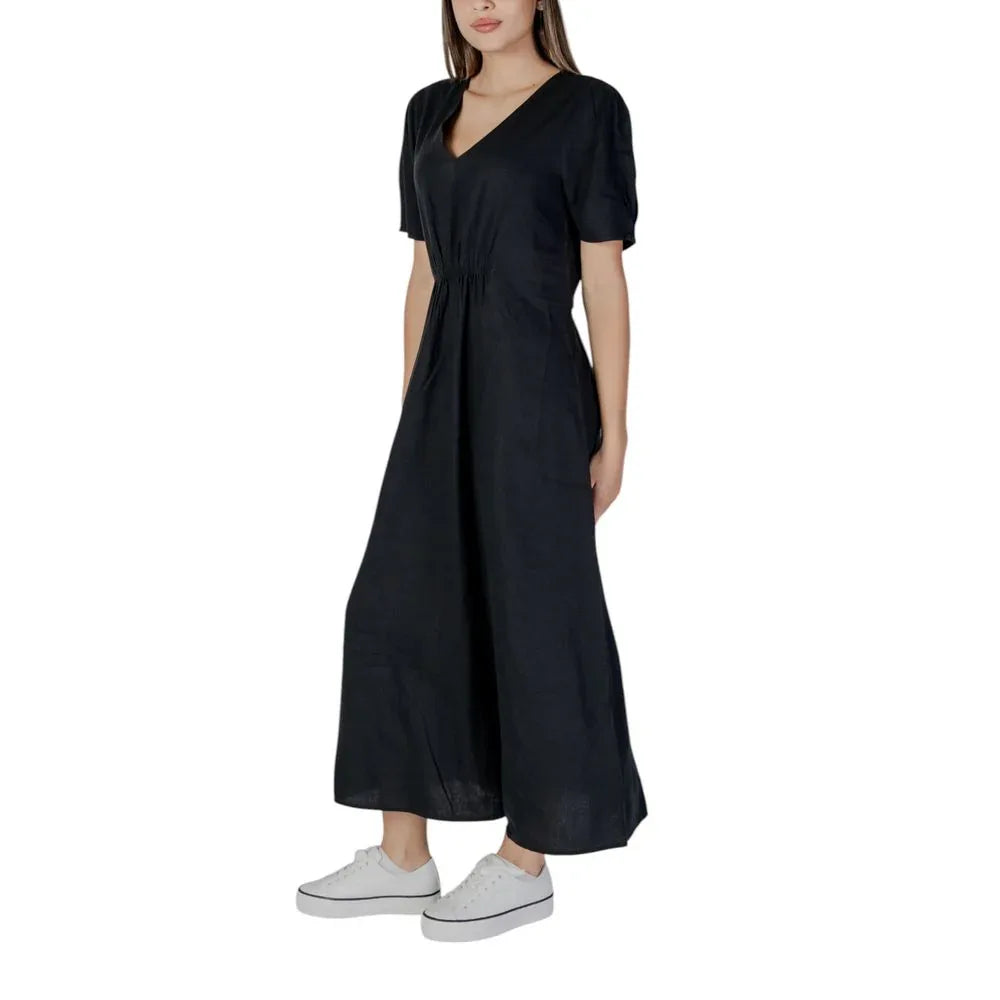 B.Young Black Linen Long Dress - Zeiniez