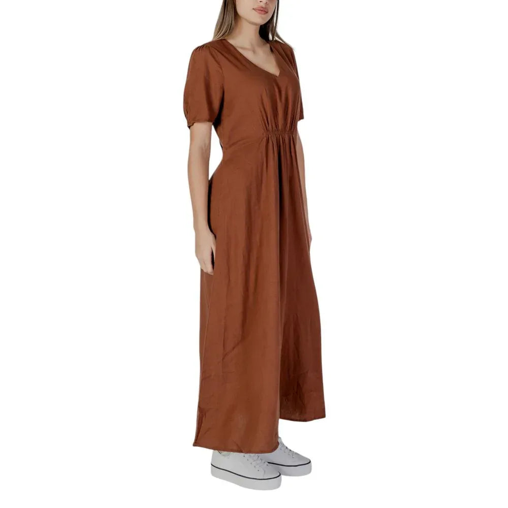 B.Young Brown Linen Long Dress - Zeiniez