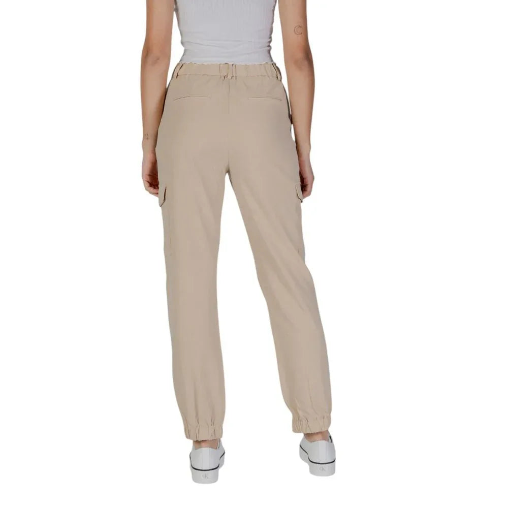 B.Young Beige Polyester Cargo Pants - Zeiniez