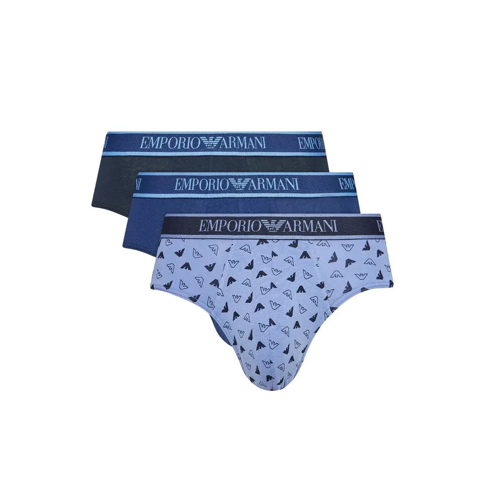 Emporio Armani Underwear Blue Cotton Briefs - Zeiniez