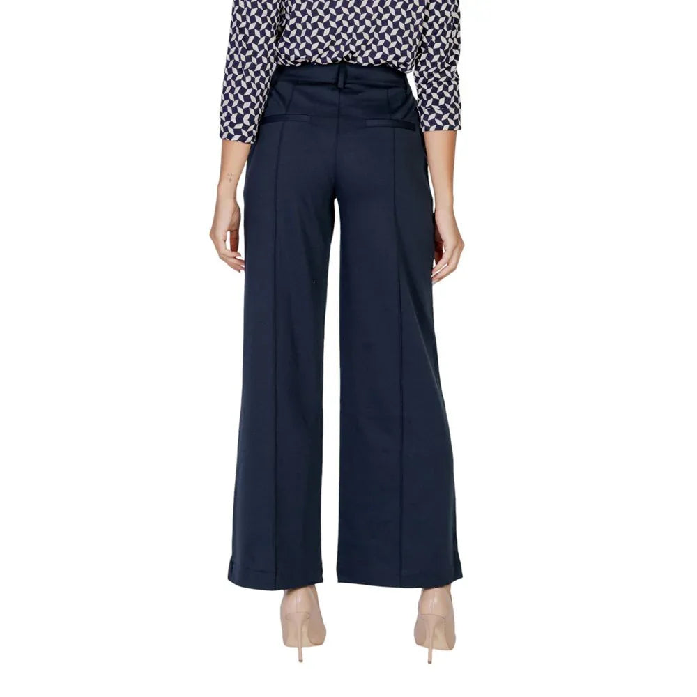 ICHI Blue Polyester Casual Pants - Zeiniez