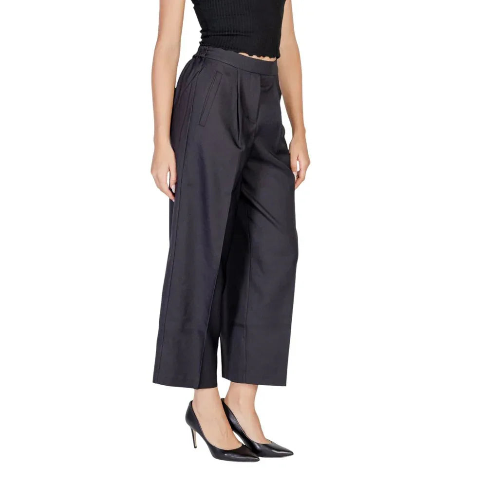 ICHI Black Polyester Casual Pants - Zeiniez