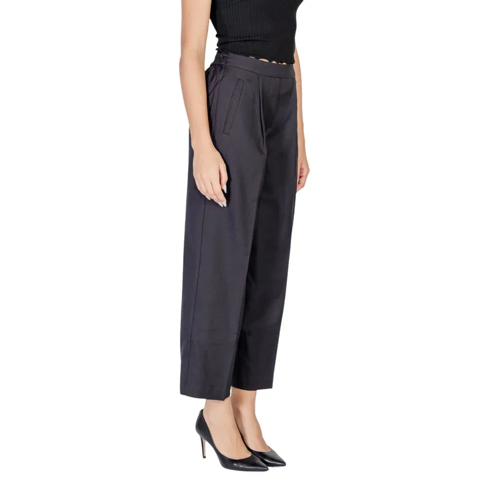 ICHI Black Polyester Casual Pants - Zeiniez