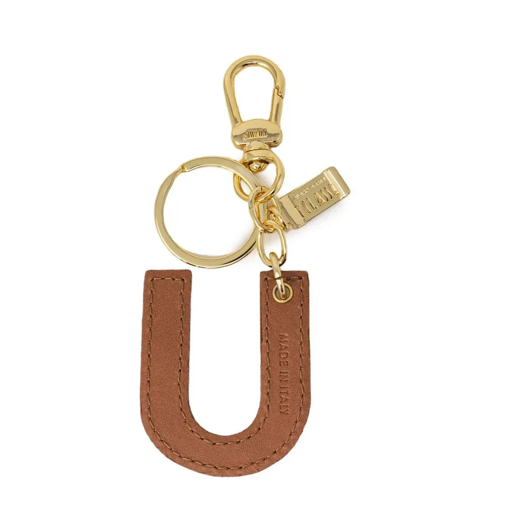 Alviero Martini Prima Classe Beige Leather Keychain - Zeiniez