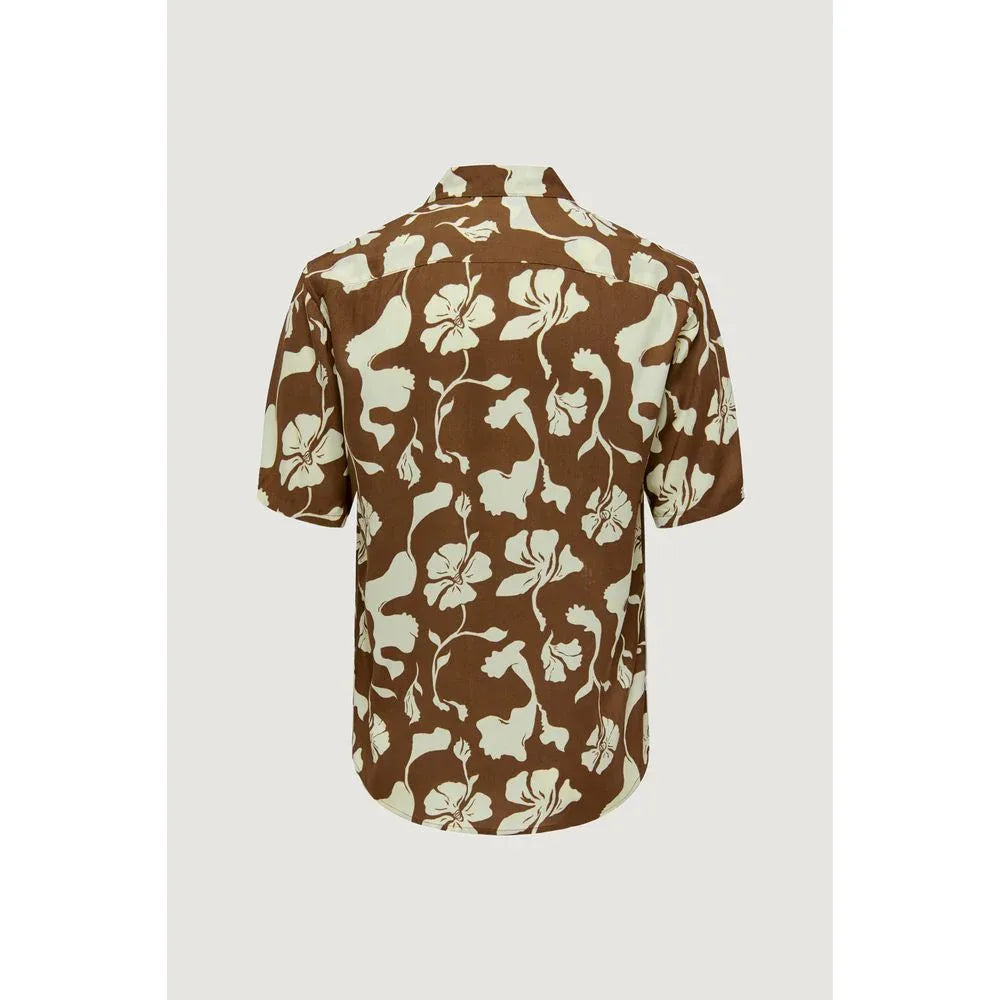 Only & Sons Brown Viscose Shortsleeve Shirt - Zeiniez