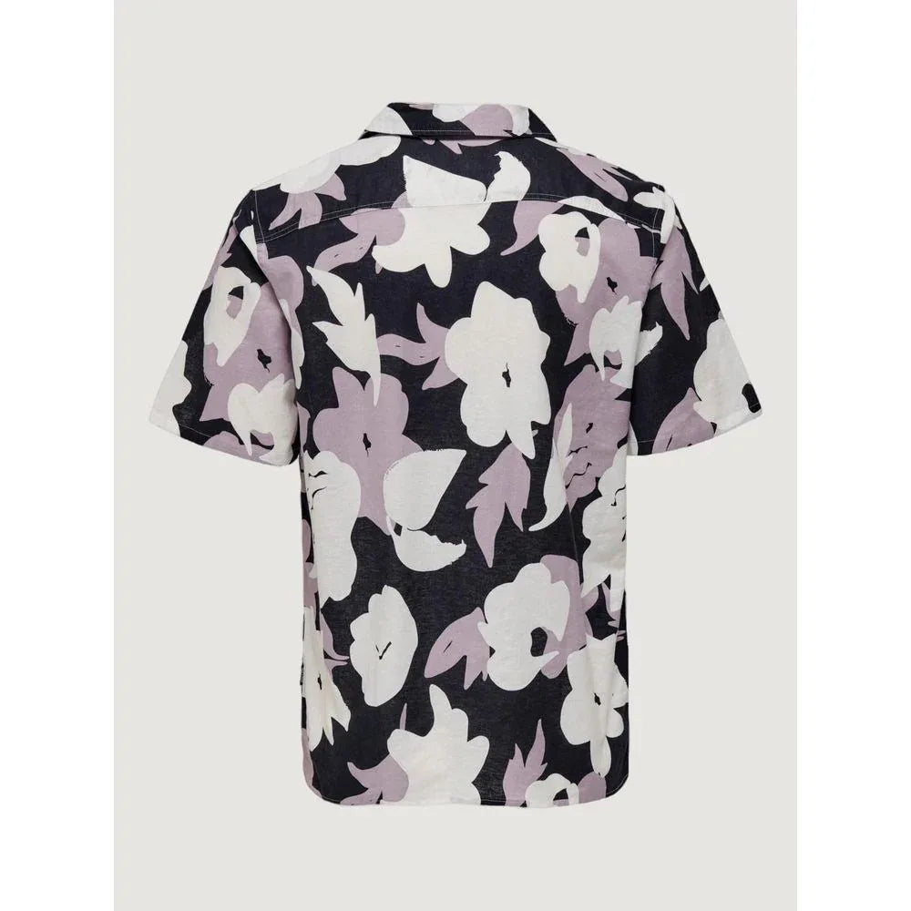 Only & Sons Purple Linen Shortsleeve Shirt - Zeiniez