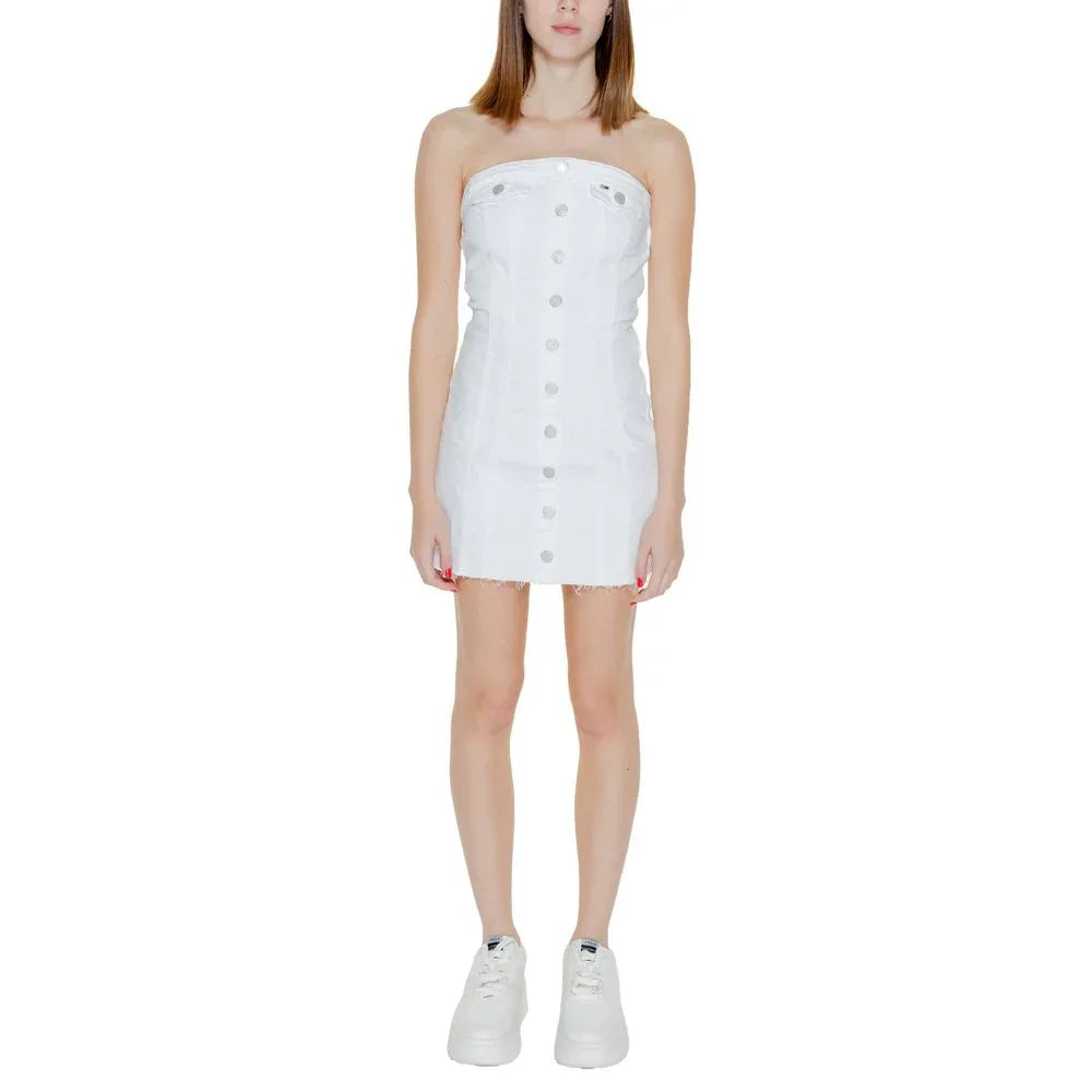 Tommy Hilfiger Jeans White Recycled Cotton Short Dress - Zeiniez