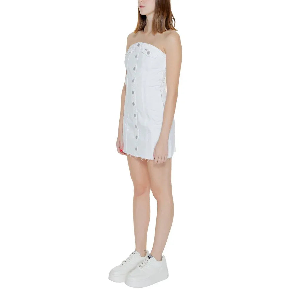 Tommy Hilfiger Jeans White Recycled Cotton Short Dress - Zeiniez