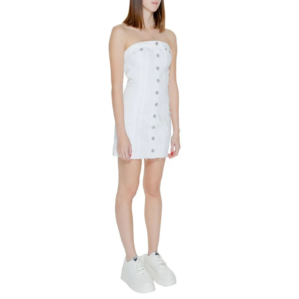 Tommy Hilfiger Jeans White Recycled Cotton Short Dress - Zeiniez
