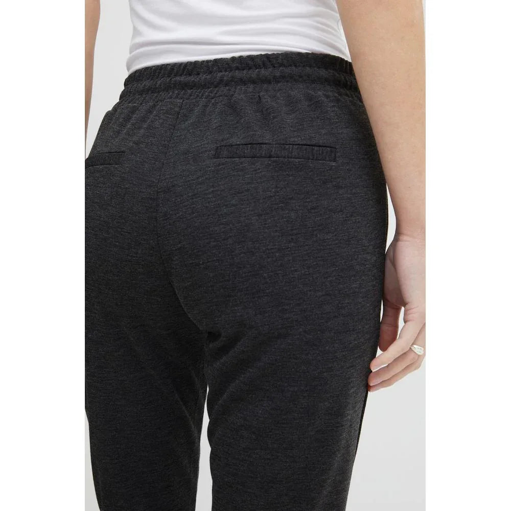 ICHI Gray Polyester Casual Pants - Zeiniez