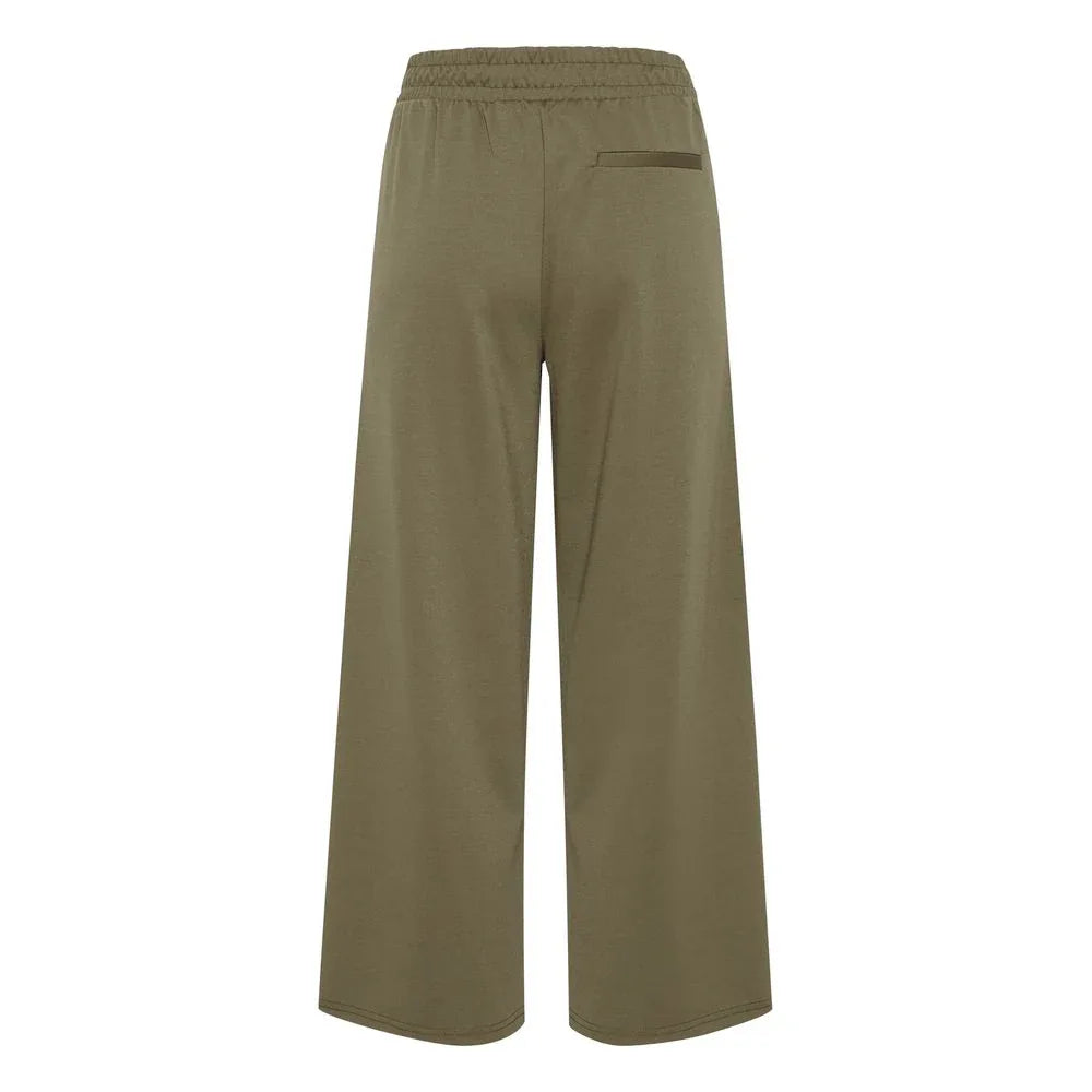 ICHI Green Recycled Polyester Flared Pants - Zeiniez