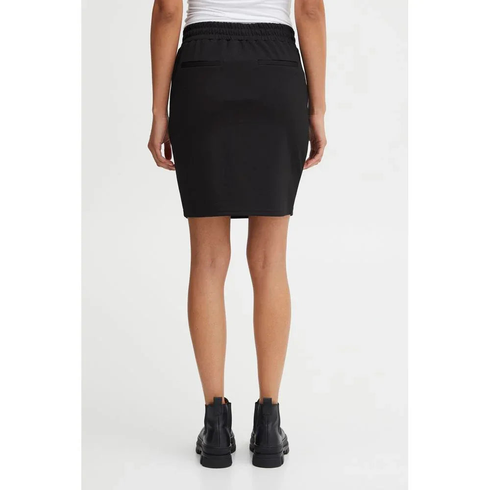 ICHI Black Polyester Mini Skirt - Zeiniez